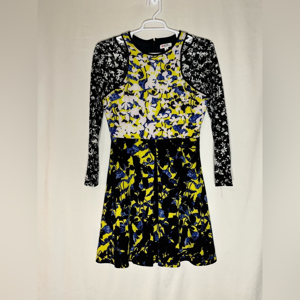 Peter Pilotto Yellow, Blue & Black Floral Panel Dress